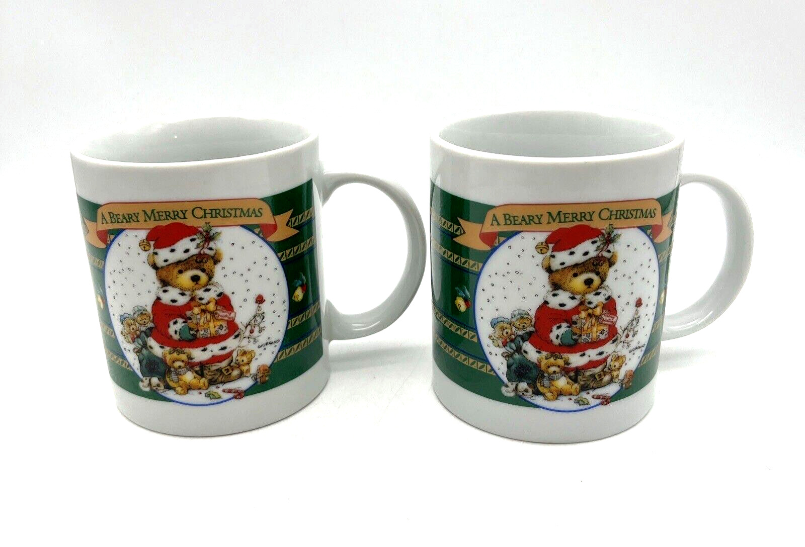 Set of 2 VTG 1992 A Beary Merry Christmas Teddy Bears Mug Giftco Giordano Art