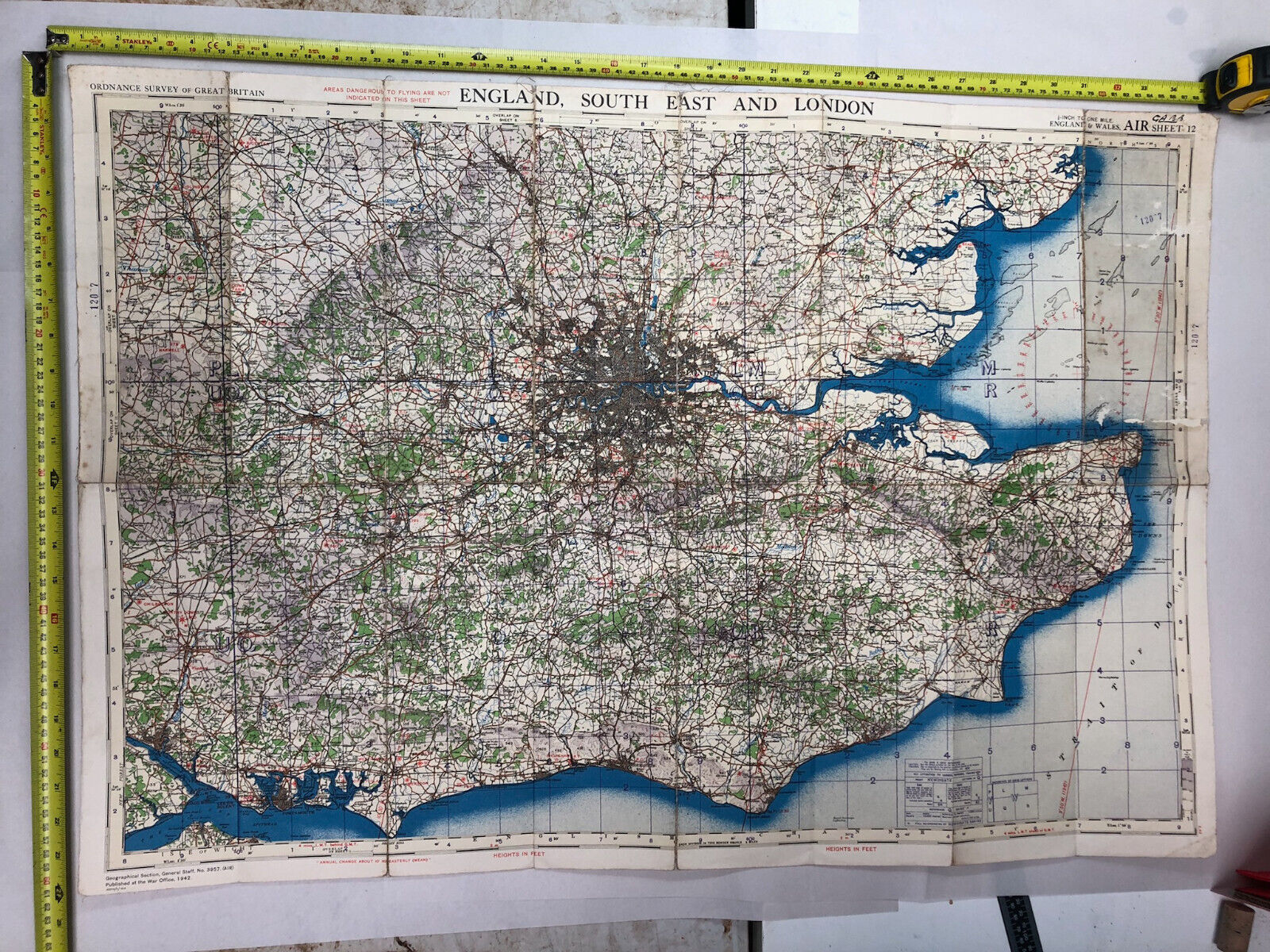 Original WW2 British Army / RAF Map - England South East and London