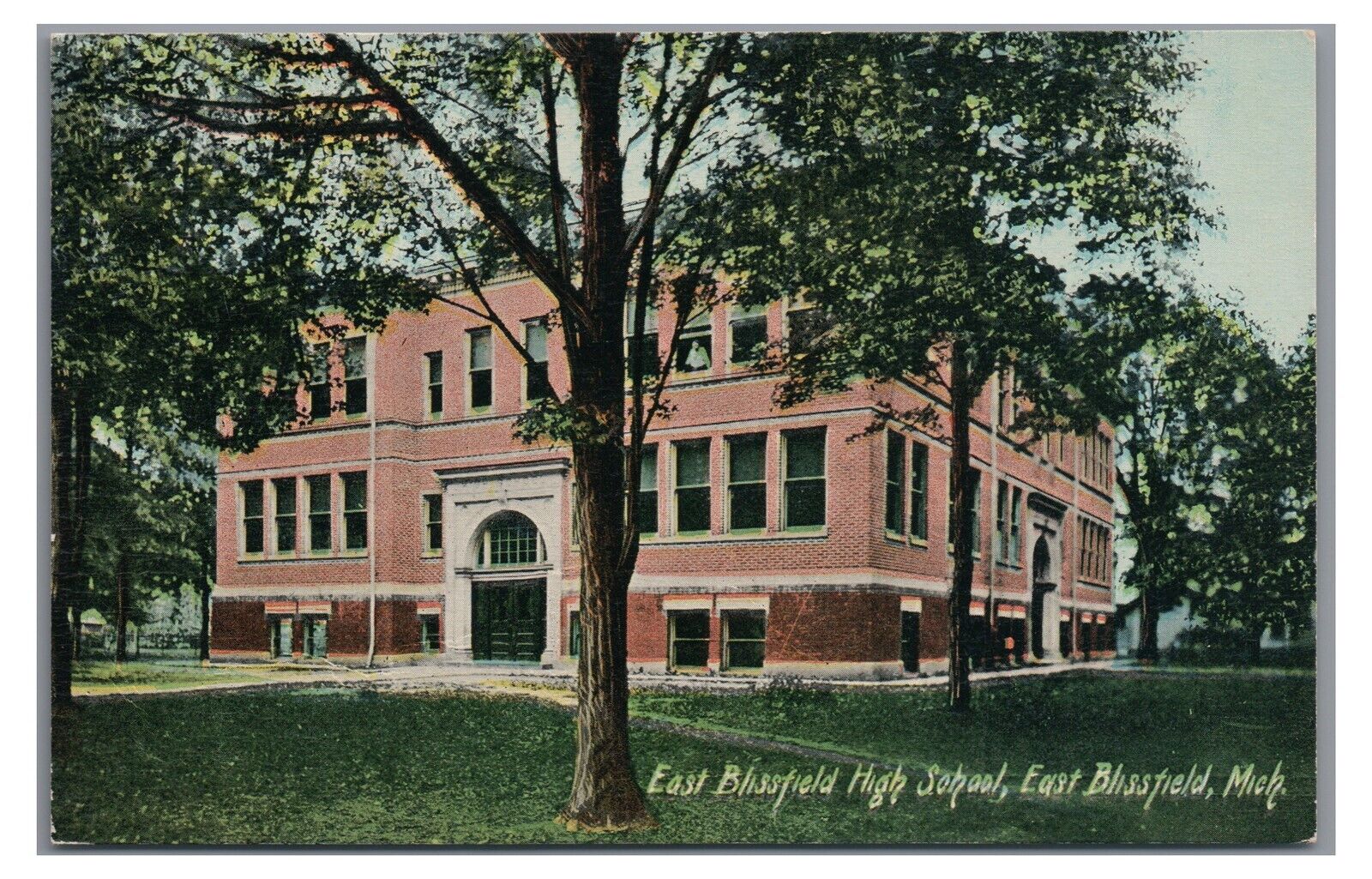 East Blissfield High School EAST BLISSFIELD MI Vintage Michigan Postcard