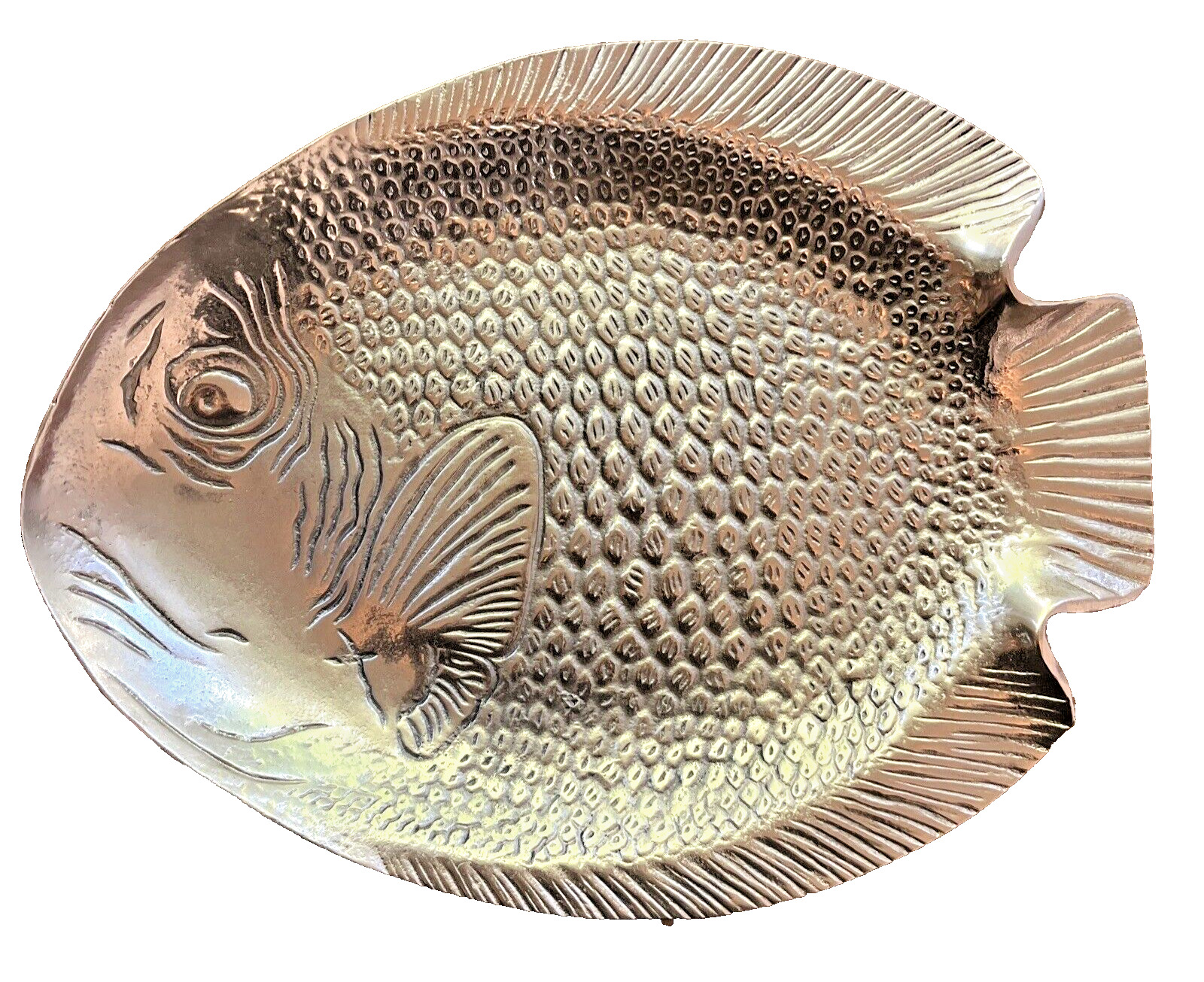 Decorative Fish Pewter Platter Serving Tray Metal 15x11.5