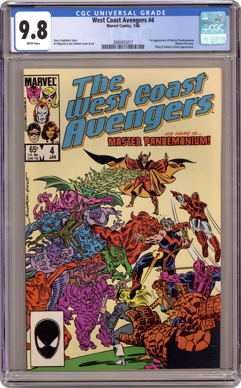Avengers West Coast #4 CGC 9.8 1986 3880455011
