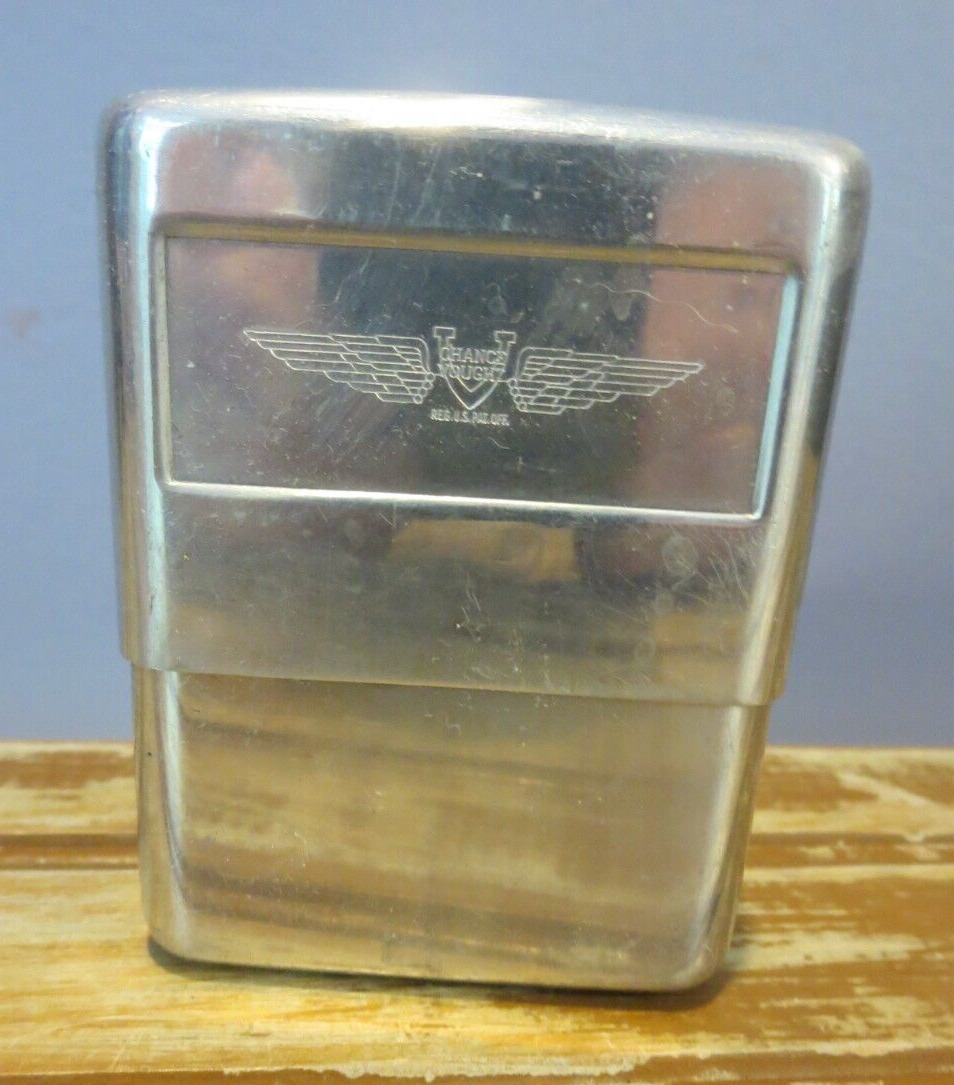 Vintage Chance Vought Aircraft Company Aluminum Cigarette Pack Holder WW II