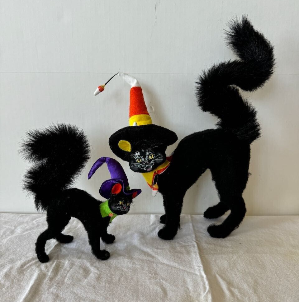 Annalee Lot of 2 Halloween Black Cats 2009/10 Candy Corn Scaredy Cat 11