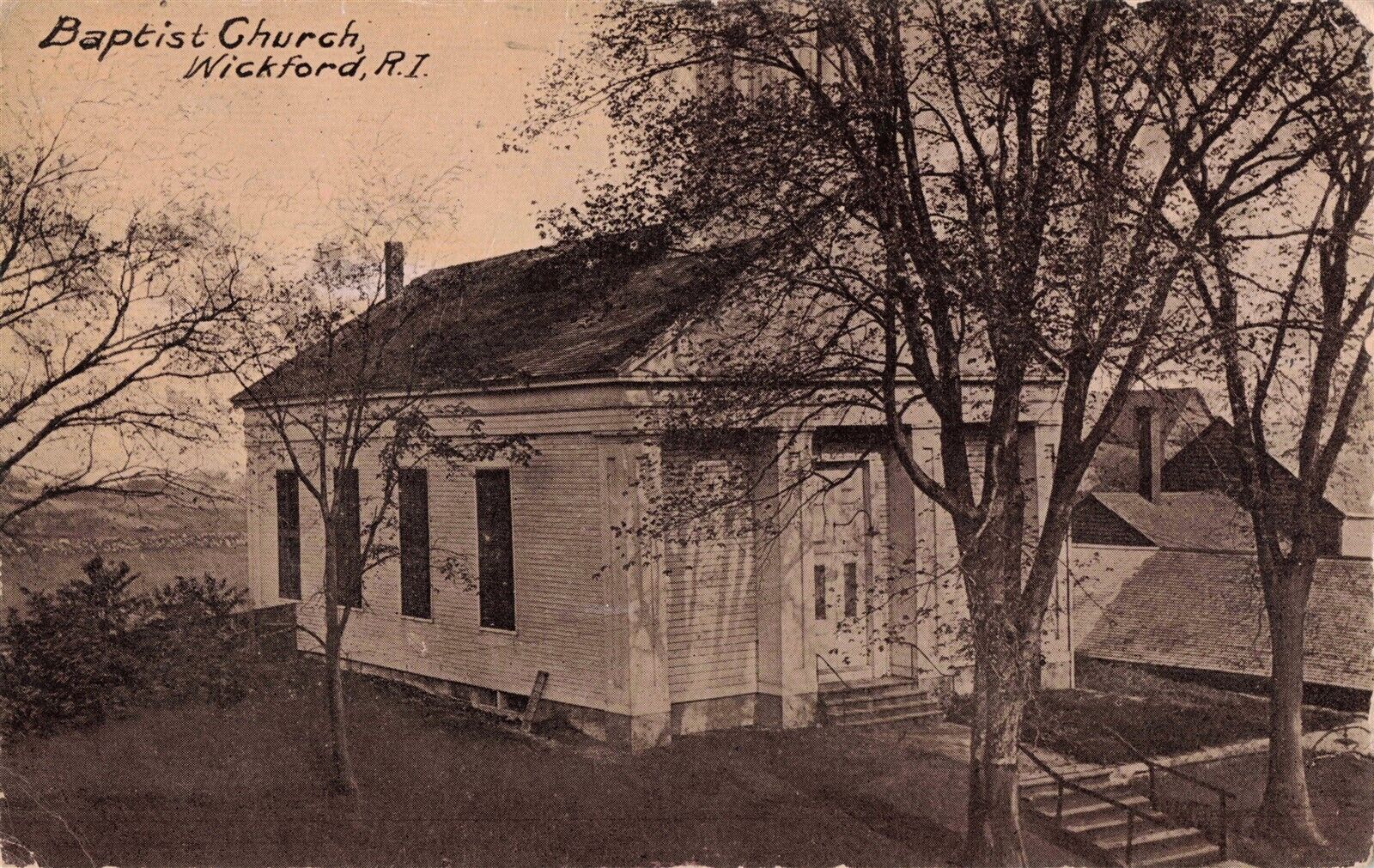 Baptist Church Wickford RI c.1908 Postcard A579