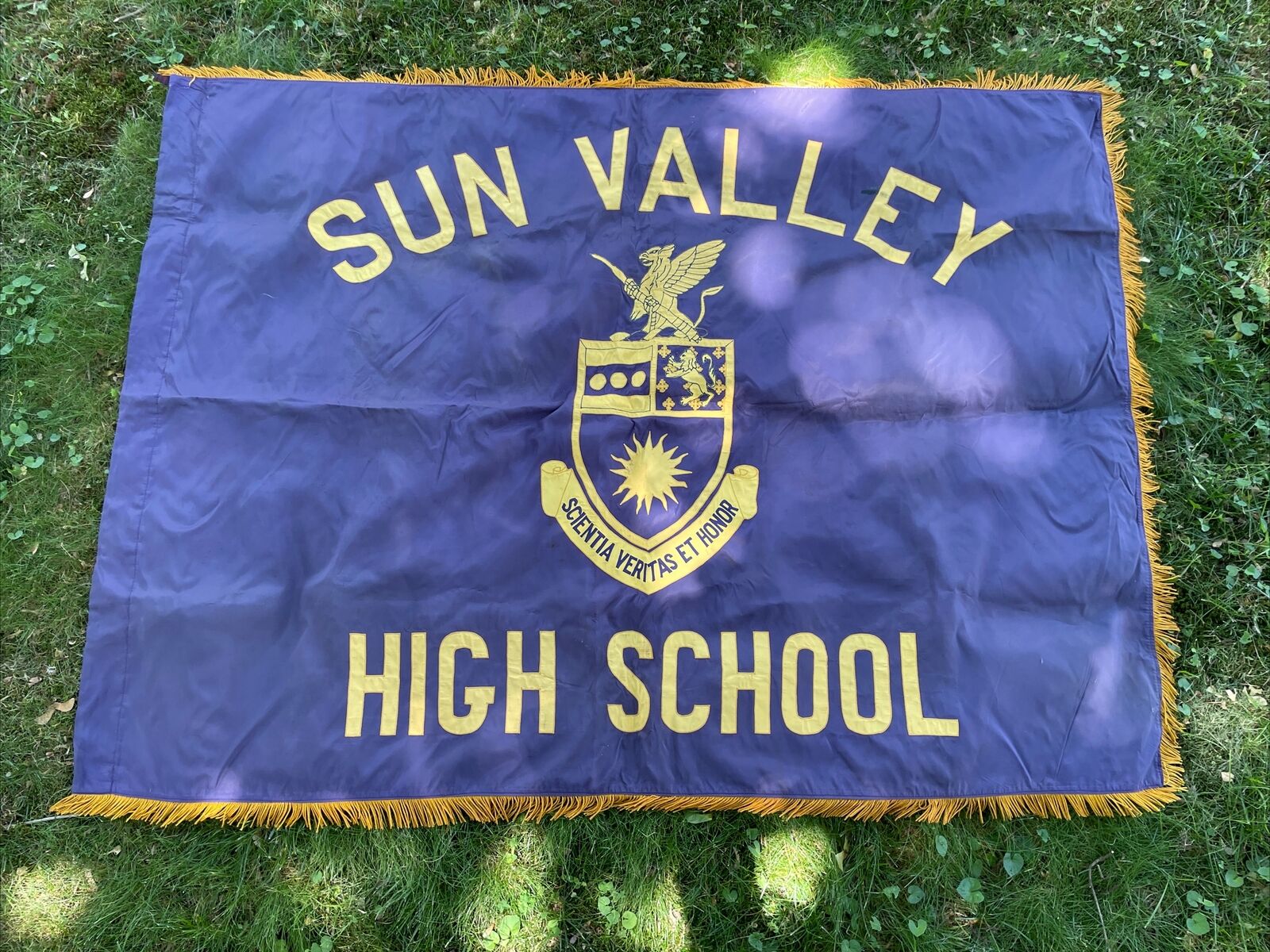Vintage 1950s Sun Valley High School Glory Gloss Banner Flag Double Sided Tassel