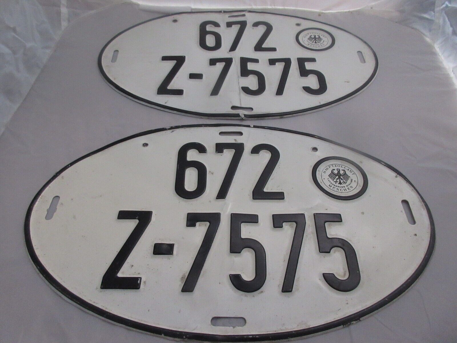 Set of 2 Duplicate Vintage West Germany Oval License Plates