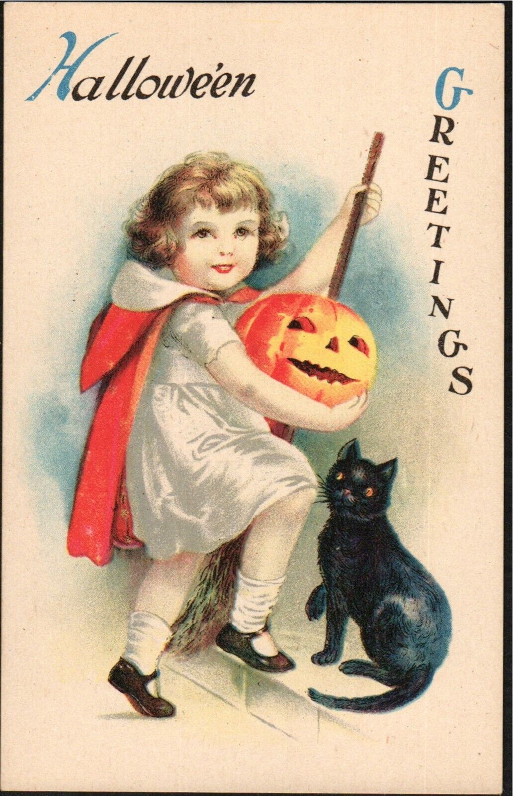 Postcard Halloween Ellen Clapsaddle Wolf 21 Halloween Greetings C-1910