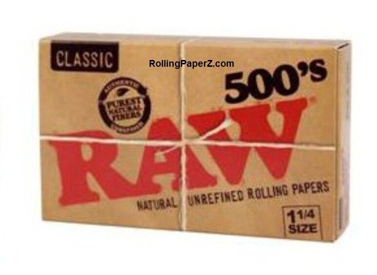 New RAW 500's 1 1/4 Size Cigarette Rolling Papers - 500 leaves per flat pack -  