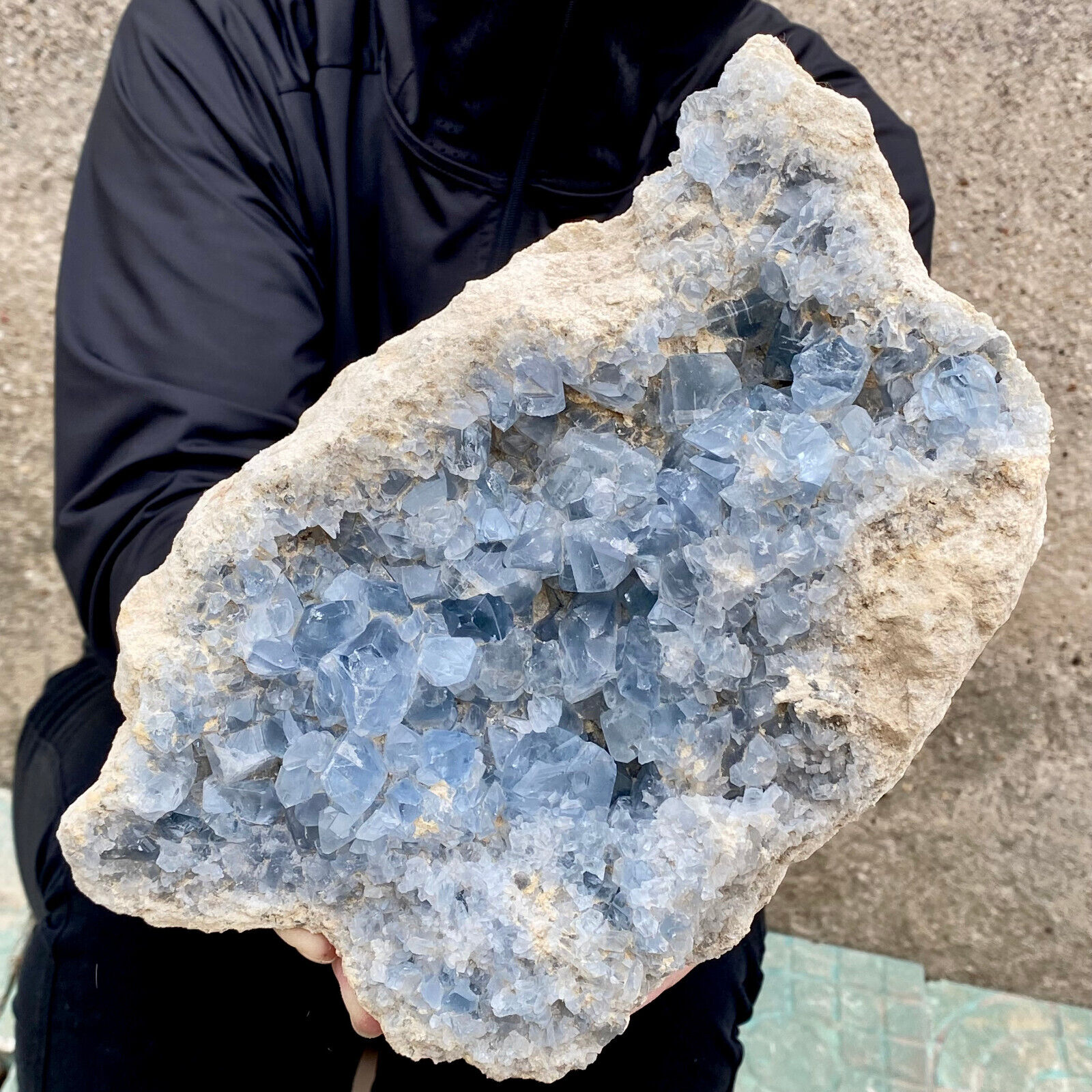 9.8LB Natural Beautiful Blue Celestite Crystal Geode Cave Mineral Specimen