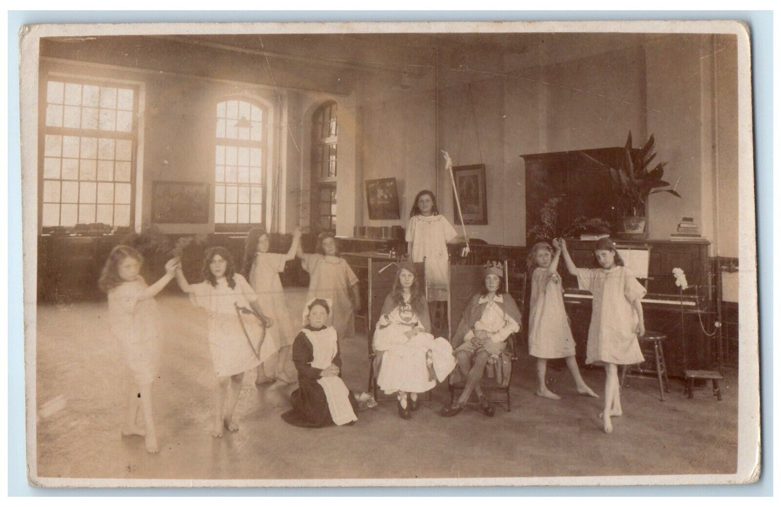 c1910\'s Children Dance Class England United Kingdom RPPC Photo Antique Postcard