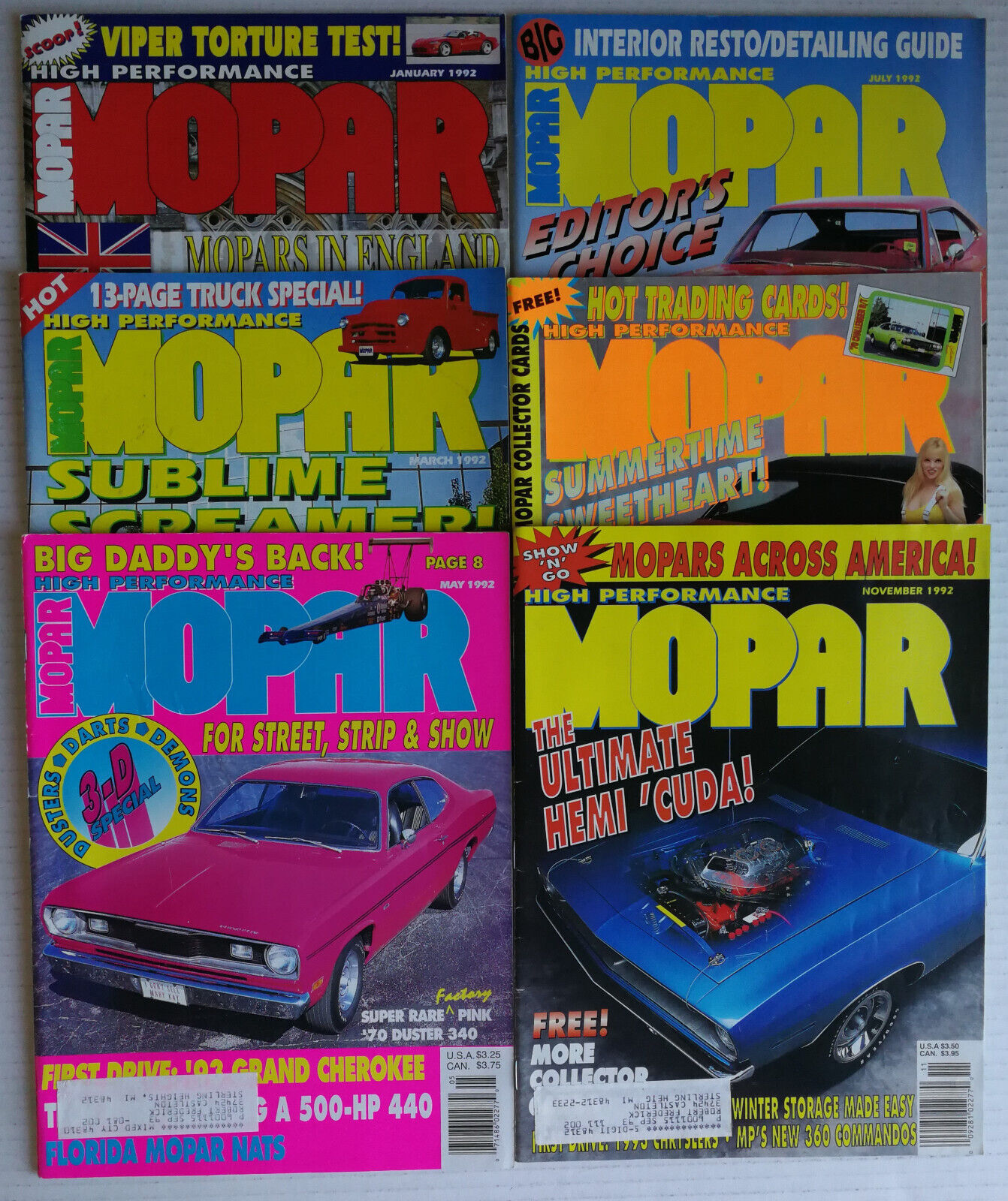 High Performance Mopar Magazine 1992 The Complete Year All 6 Full Issues
