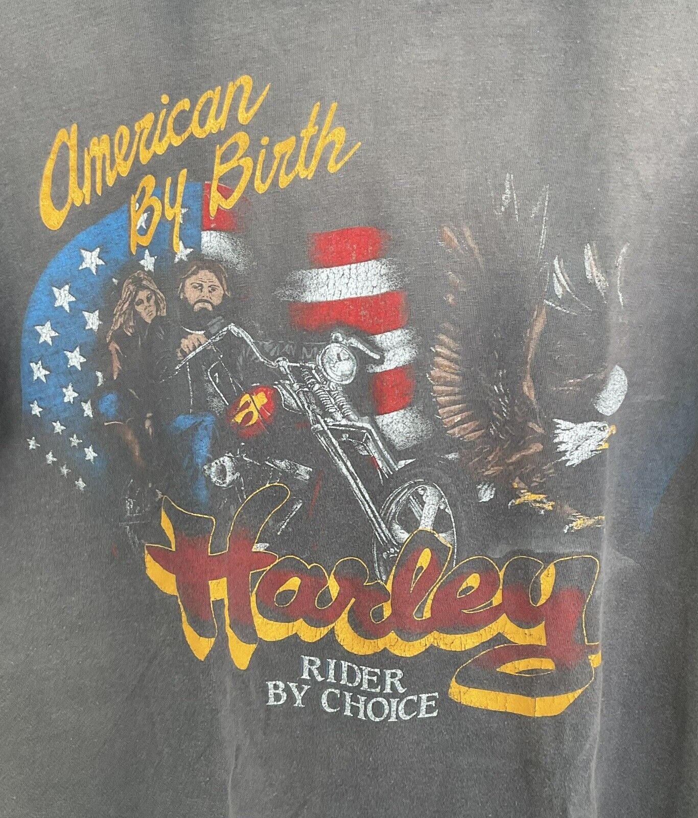 Vtg. American By Birth Harley Rider By Choice Single Stitch T Shirt Tucson AZ Lg