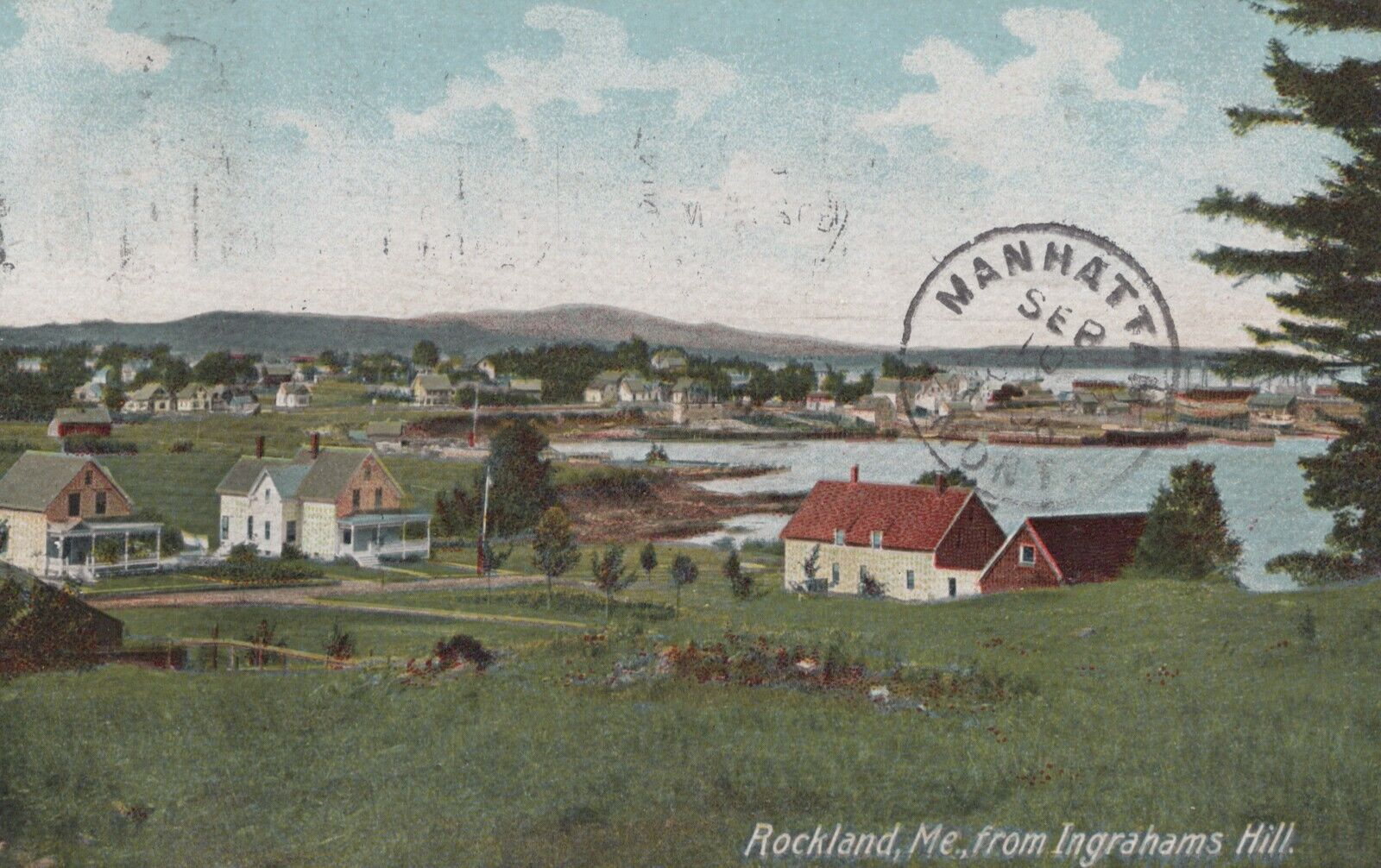 Rockland Maine Undivided Back Vintage Post Card View from Ingrahams Hill