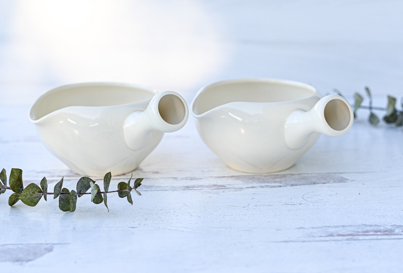Handmade Ceramic White Matcha Cup with Spout and Handle