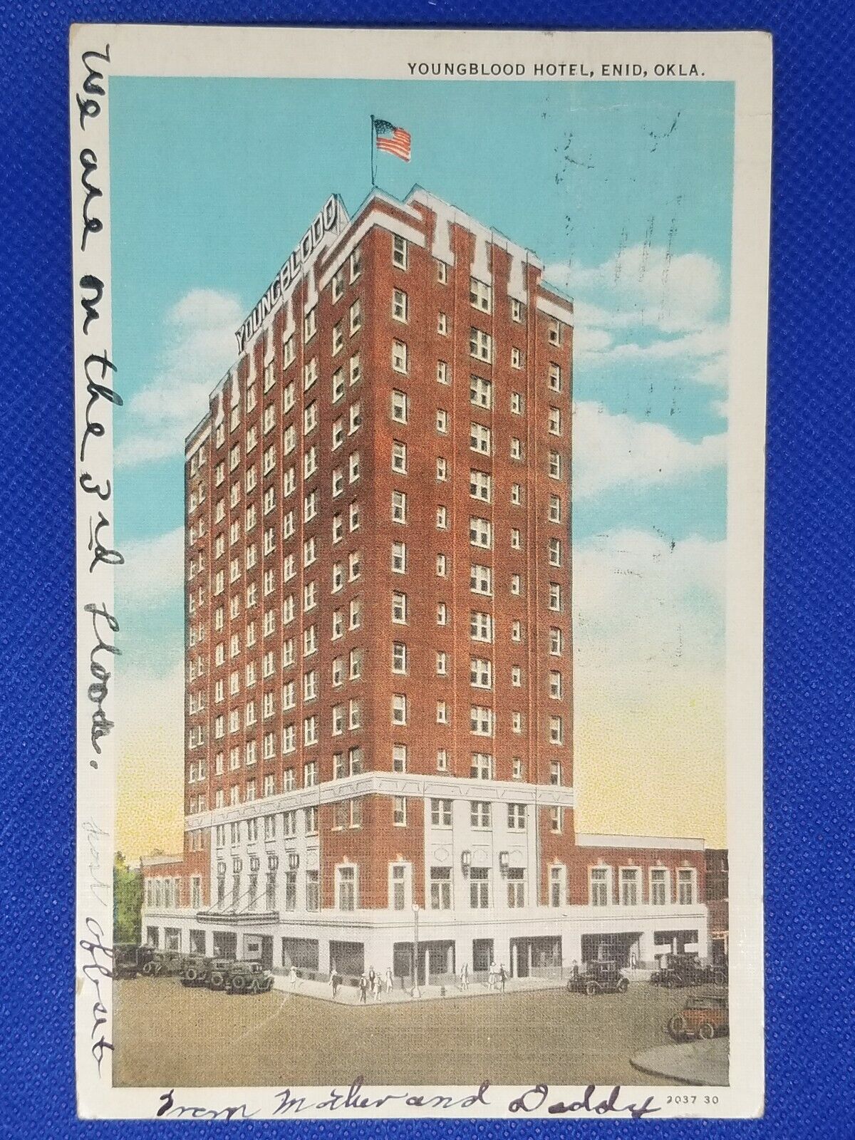1937 Vintage Postcard: Youngblood Hotel, Enid, Oklahoma. (OK)