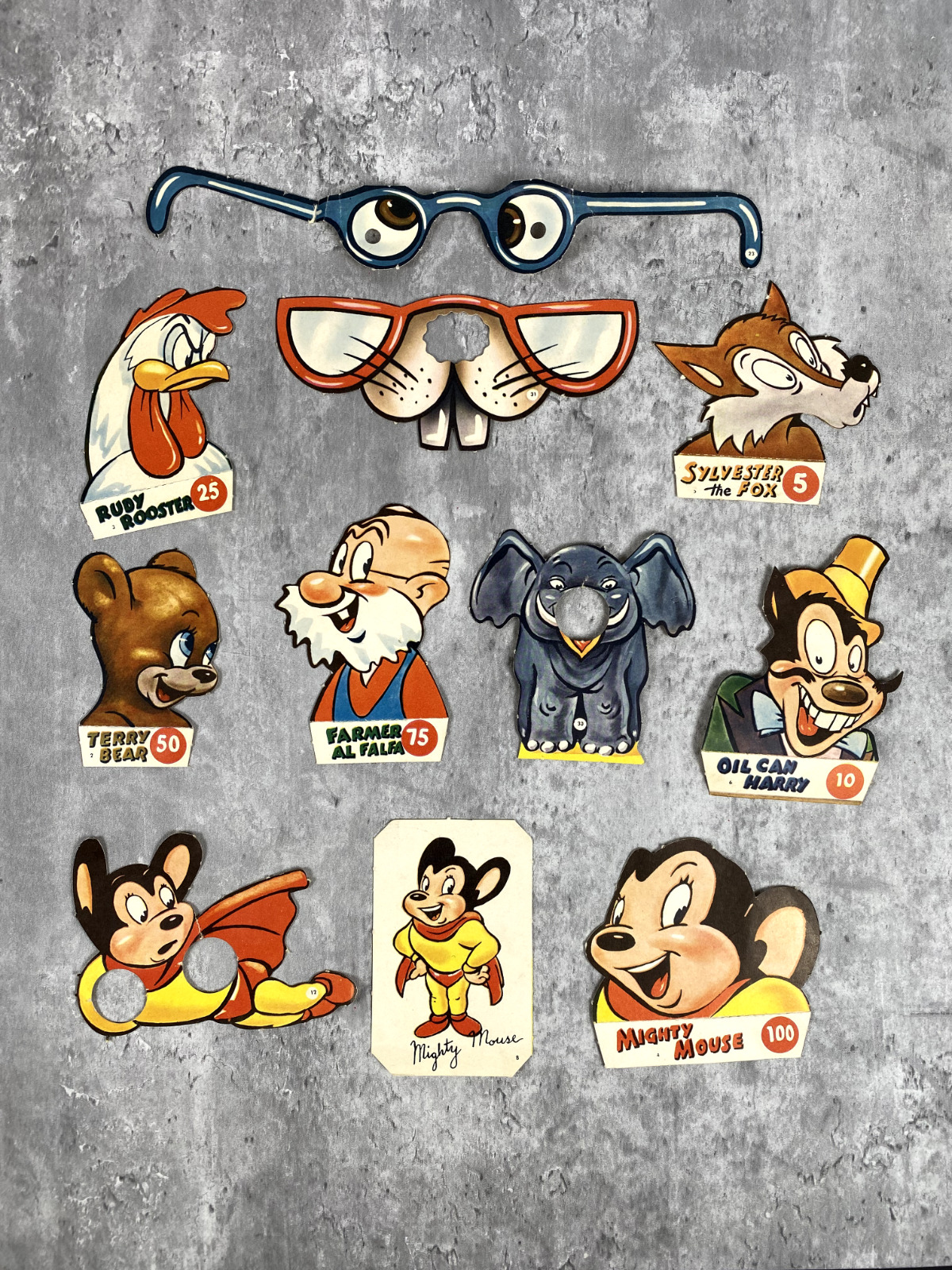 Vintage 1956 Terrytoons Merry Pack Fan Club Mighty Mouse Cutouts Sylverster Fox