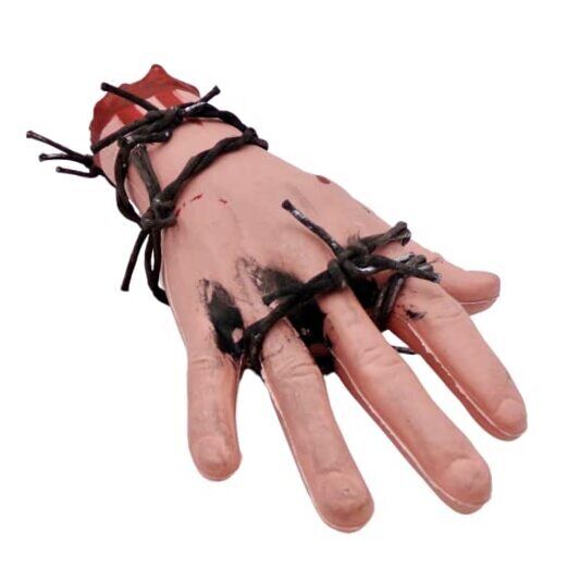Needzo Fake Bloody Hand Wrapped in Barbed Wire, Scary Halloween Decorations 
