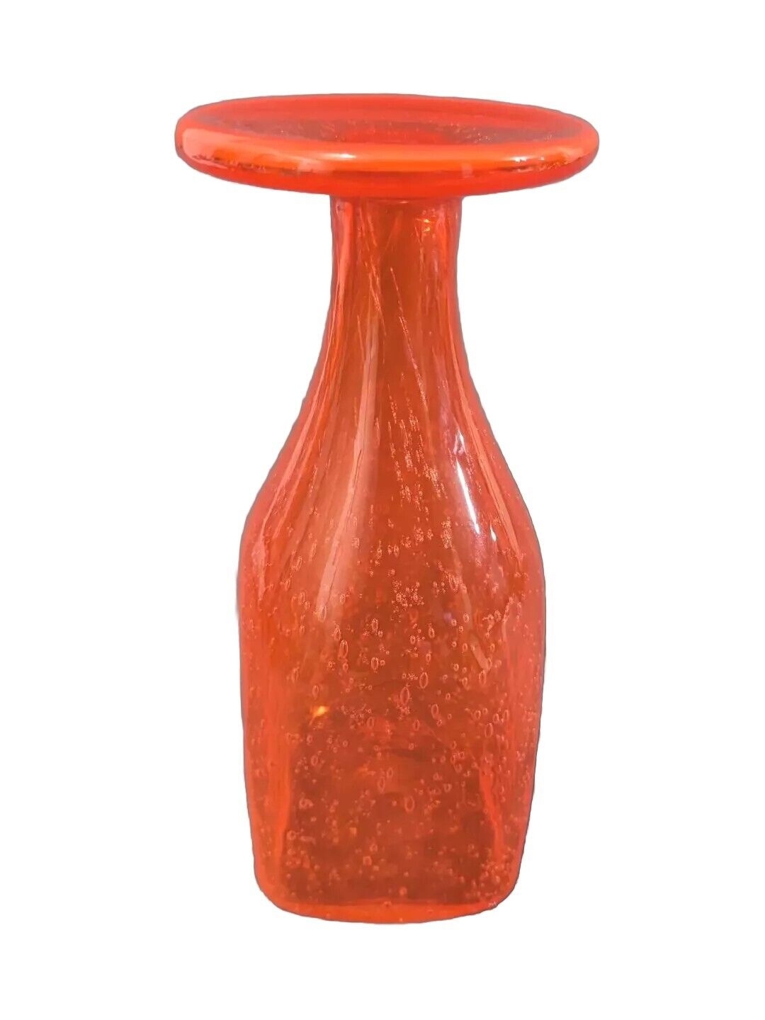Amazing Hand Blown Glass Margie's Garden  Bubble Vase Bright Orange