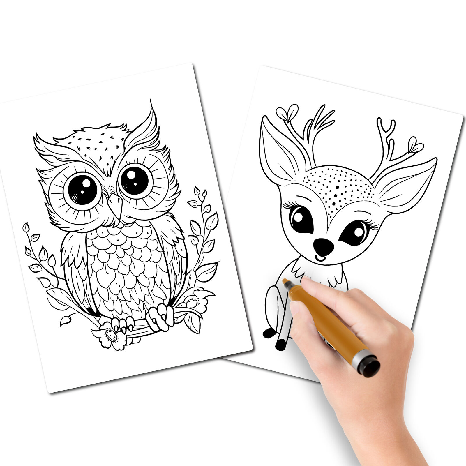 Magnet Me Up Color Your Own Forest Baby Animal Pack, Baby Deer and Baby Owl, 5x7