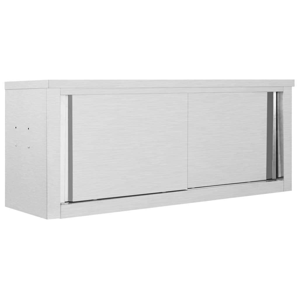 Kitchen Wall Cabinet with Sliding Doors Stainless Steel Multi Sizes vidaXL