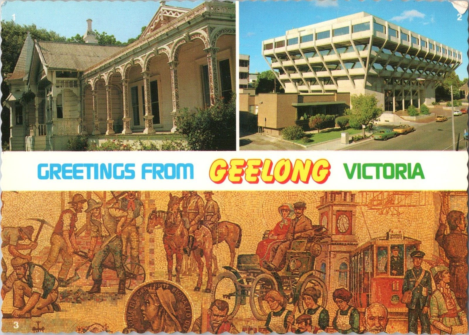 Postcard. Multiview. Greetings from Geelong. Victoria.