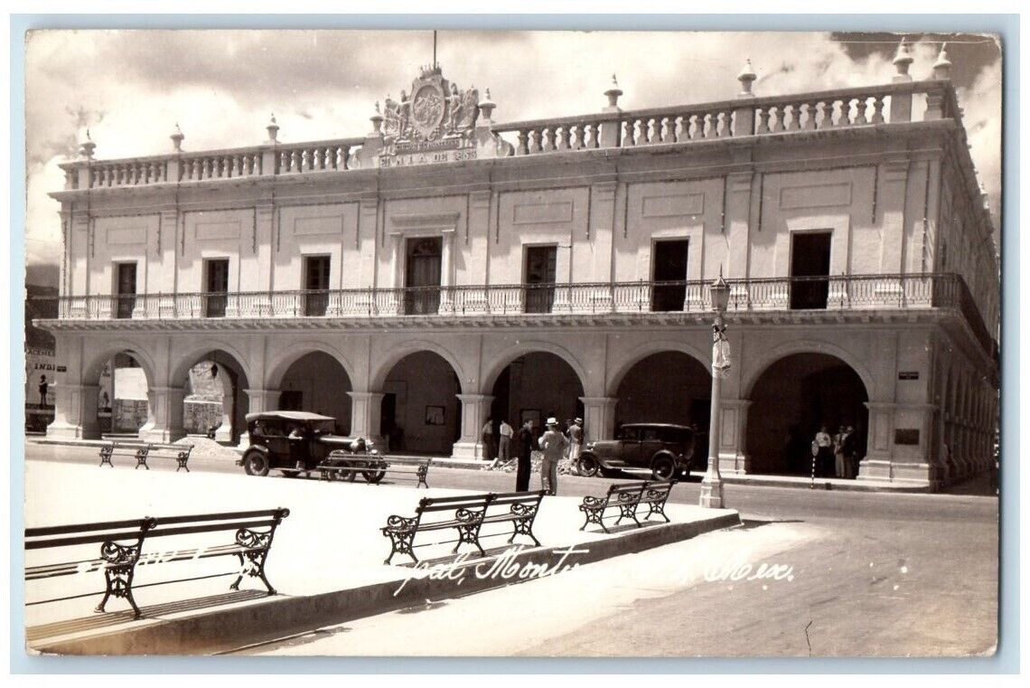 1941 Municipal Palace And Plaza View Monterrey Mexico RPPC Photo Posted Postcard