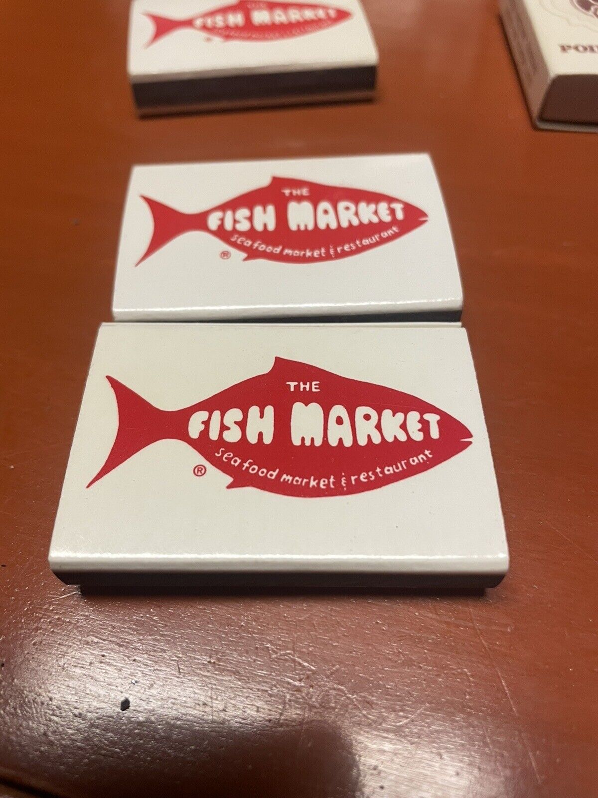 Vintage Wooden Matchbooks From The Fish Market San Diego California (x5)