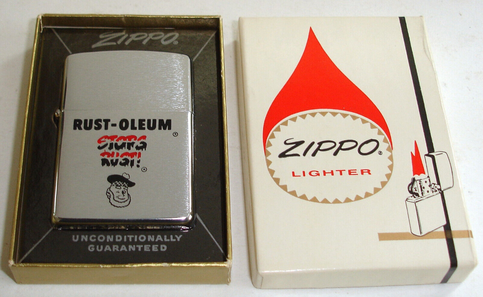 ~ 1966 ~ RUST-OLEUM STOPS RUST SCOTTY the Painter Zippo Lighter NEW in BOX