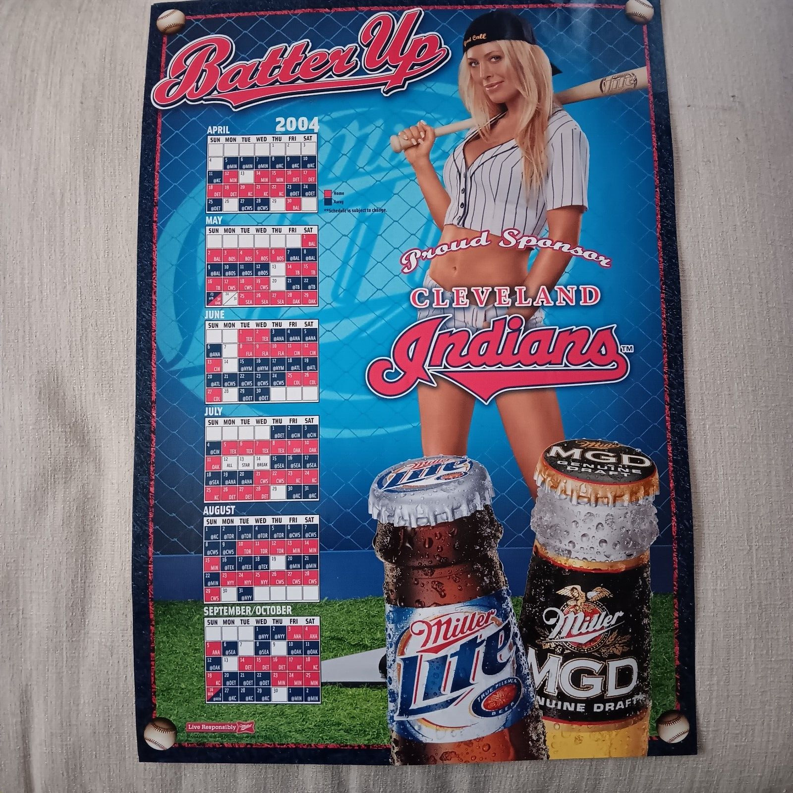 MGD/Miller Lite Beer Sexy Girl PosterCleveland Indians 2004 18\