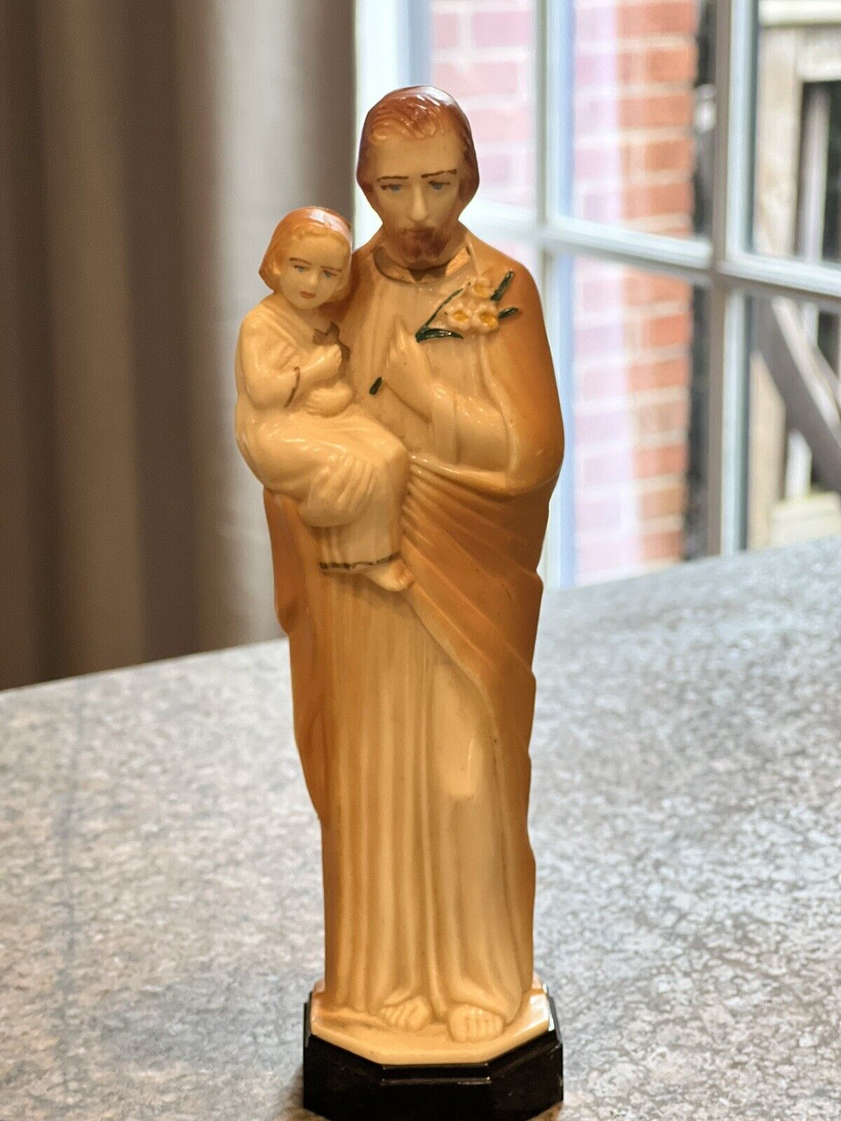VTG Catholic Religious Figural Statue St Joseph CMP 8 IN Rosary Box Holder