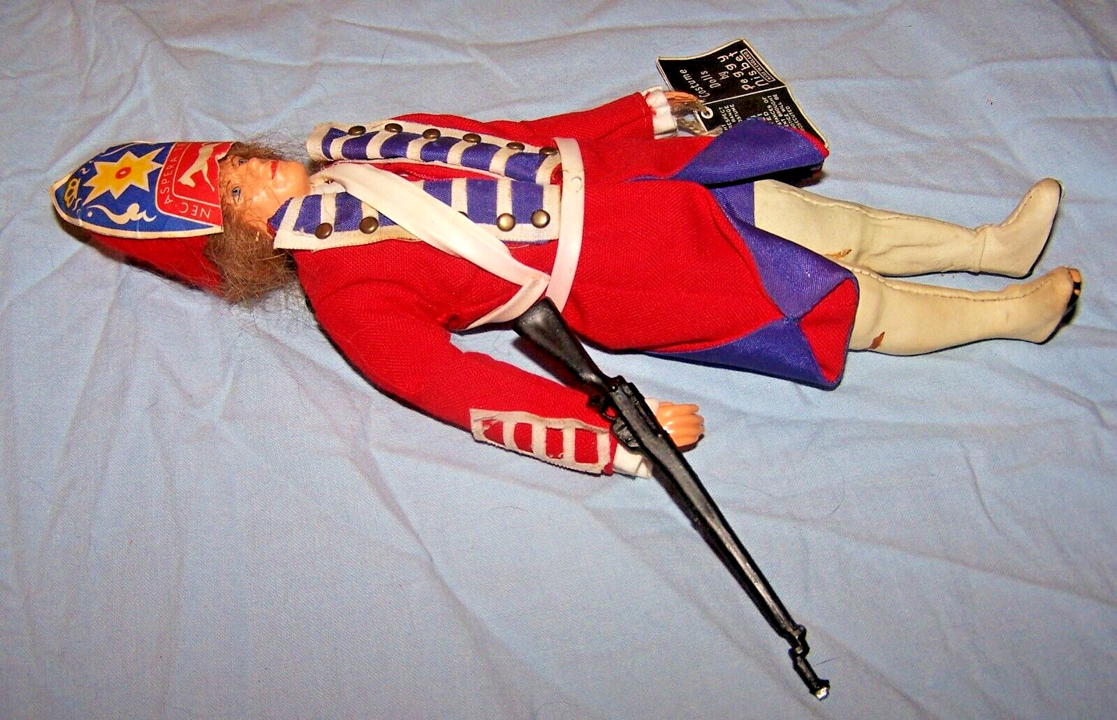 Vintage British Soldier Red Coat Doll-Peggy Nisbet Doll w/partial paper tag-9 in
