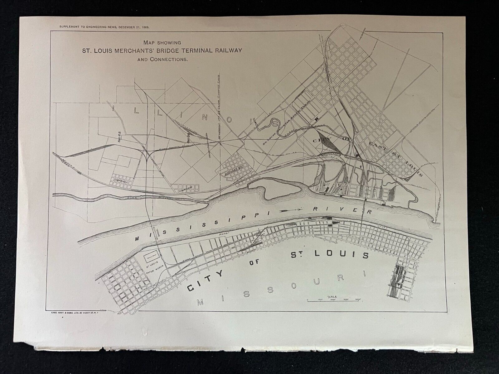 1889 Industrial Map Illustration St. Louis Merchant's Bridge Terminal Railway