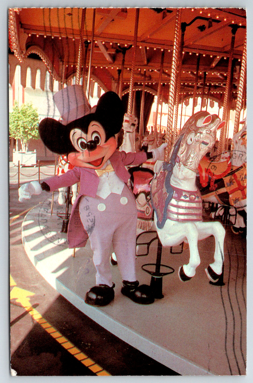 c1960s Mickey Mouse Disney World Rides Cinderella's Carousel Vintage Postcard