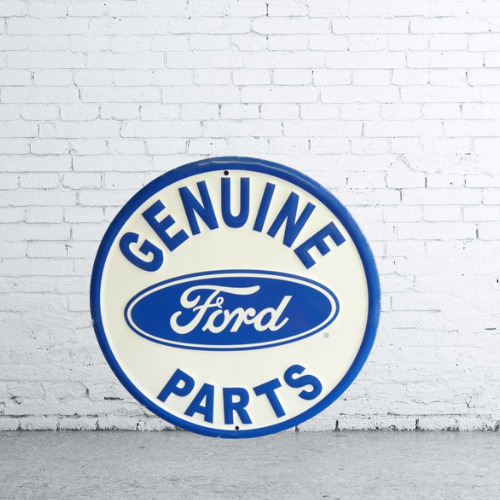 Ford Genuine Parts:  Porcelain Enamel Heavy Metal Sign 30 Inches Round SS