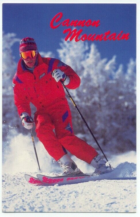 Cannon Mountain Franconia Notch NH Skiier Skiing Postcard - New Hampshire
