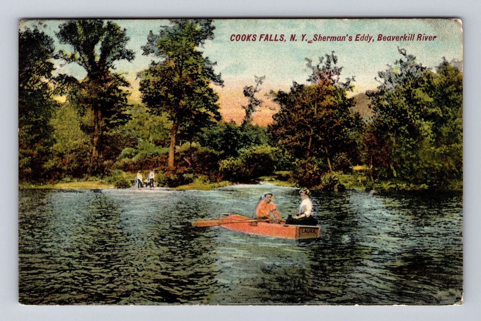Cooks Falls NY-New York, Beaverkill River, Sherman's Eddy, Vintage Postcard