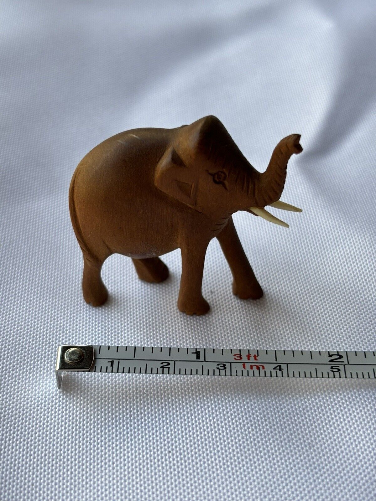 Vintage Miniature Hand Carved Wood Wooden Elephant Sculpture Figurine 1.5” x 2”