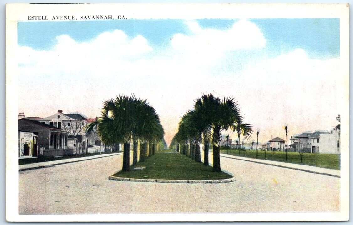 Postcard - Estell Avenue, Savannah, Georgia, USA
