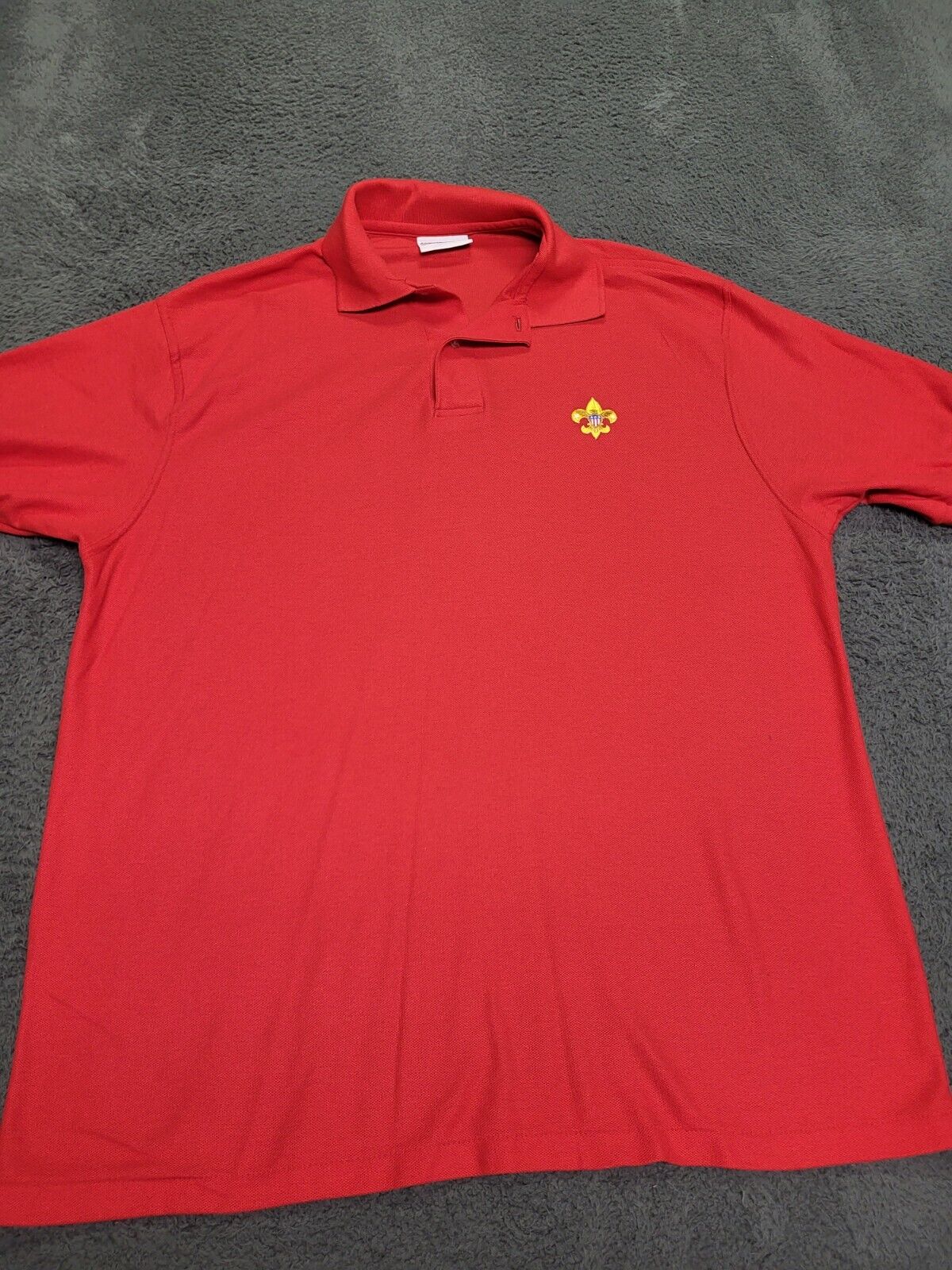 Vintage men’s Boy Scouts Of America  BSA Red Polo Shirt With Fleur-De-Lis 2XL