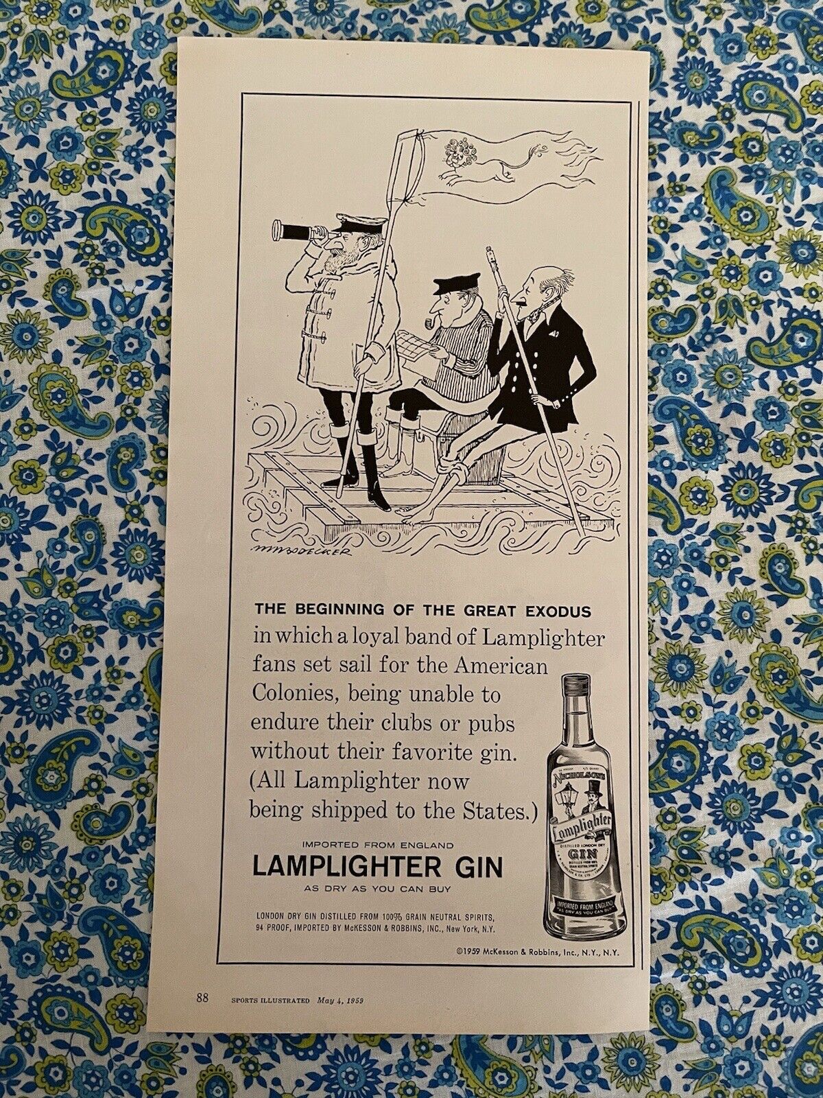 Vintage 1959 Lamplighter Gin Print Ad The Beginning Of The Great Exodus