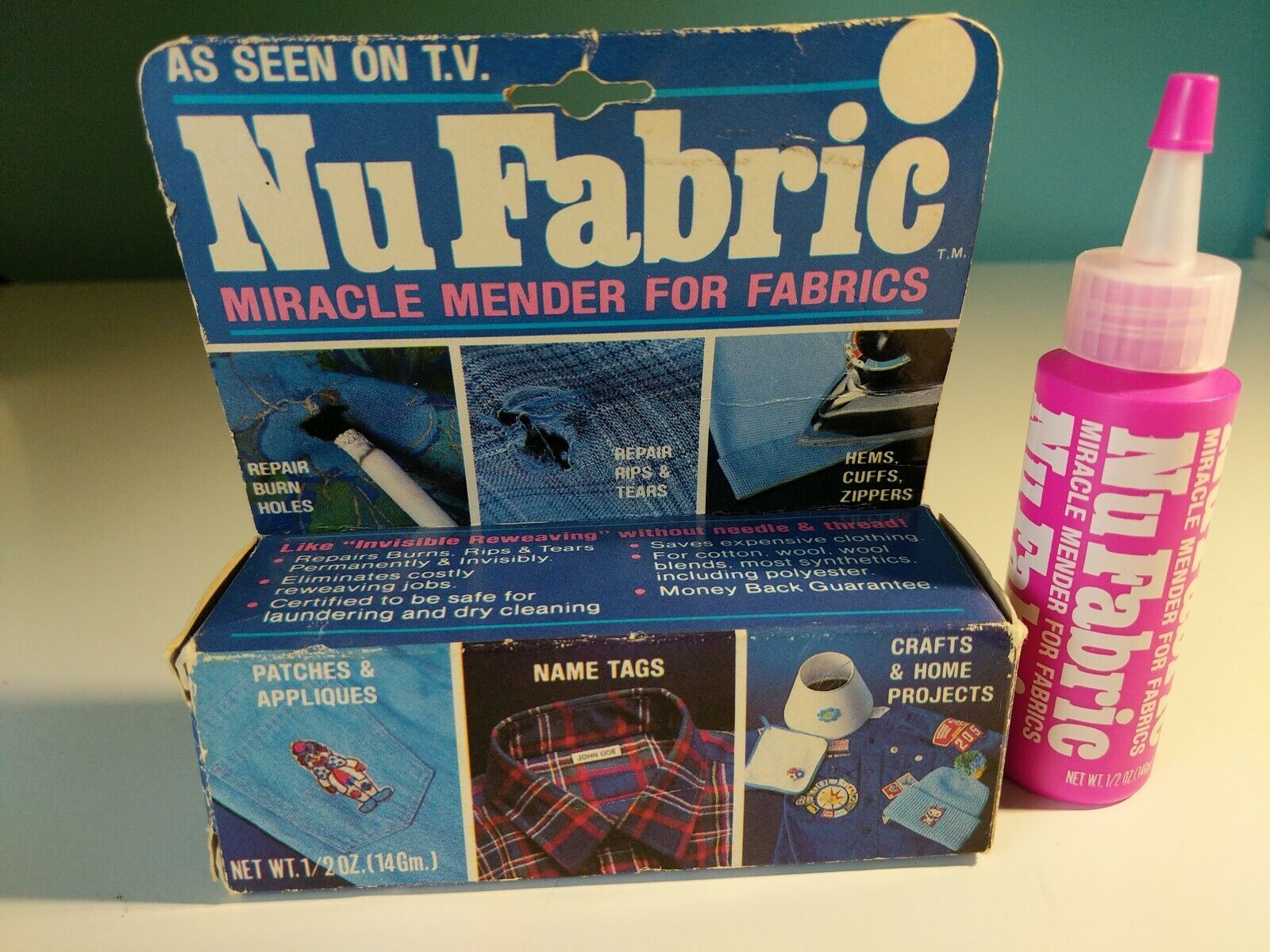Nu Fabric Miracle Mender Repair Powder 1/2 Bottle Vintage
