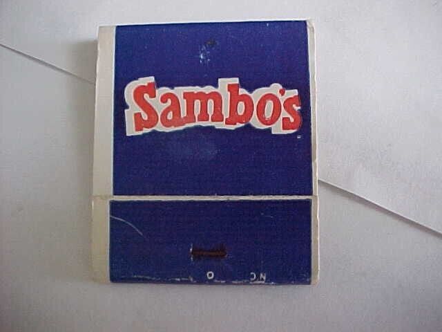 Vintage Sambo\'s Restaurant Diner CA Matches Match Box Matchbook Unstruck