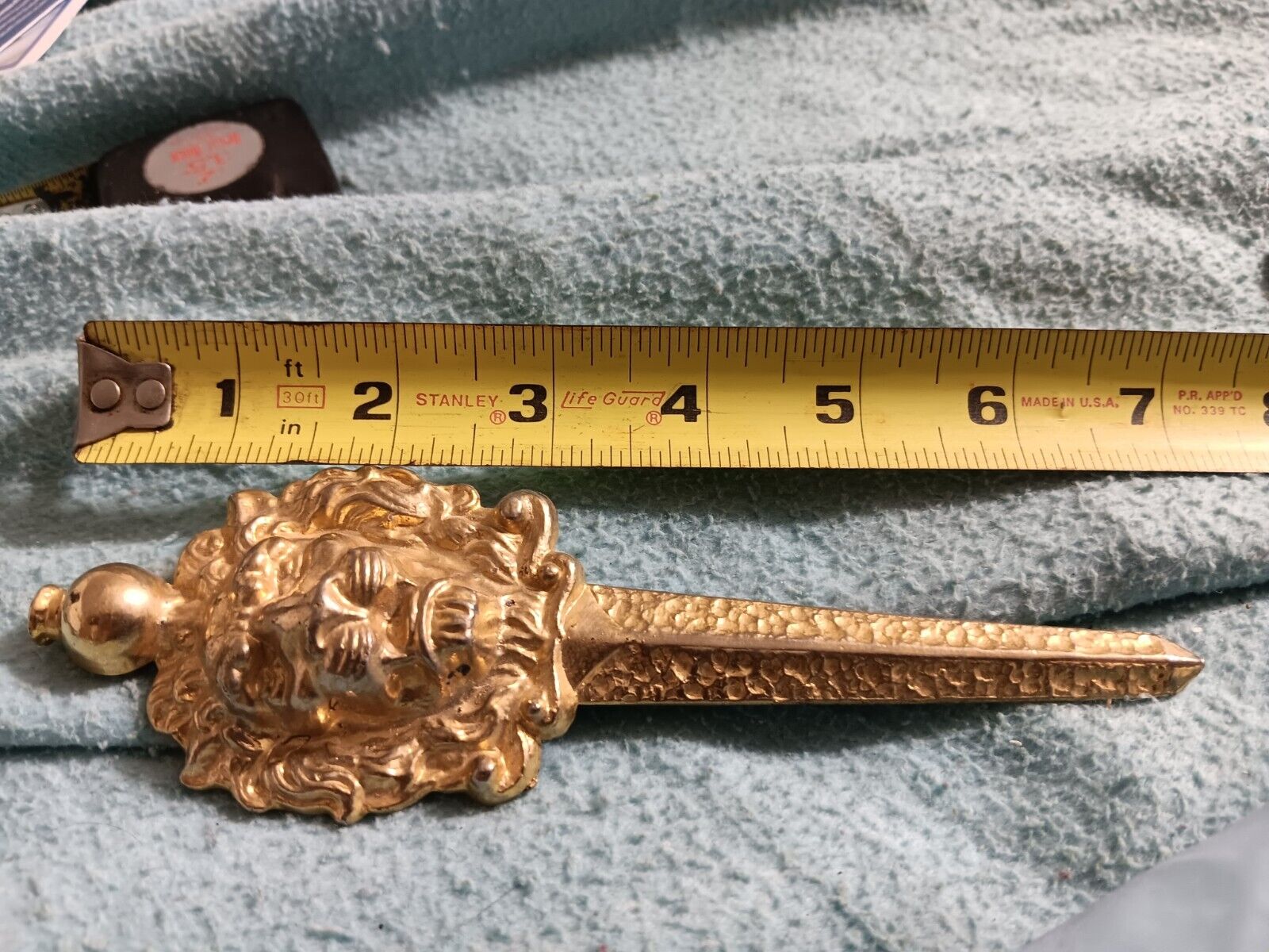 Lion head antique czech letter opener-brass.