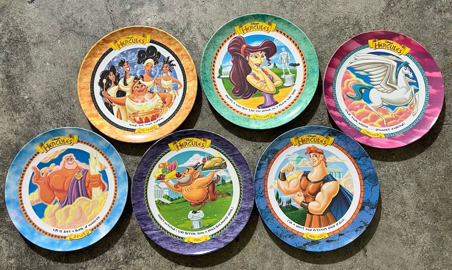 Compete set of 6 1997 Disney / McDonalds Hercules plates, new