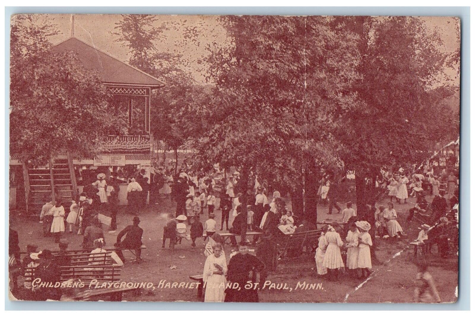 St. Paul Minnesota MN Postcard Children\'s Playground Harriet Island 1913 Antique