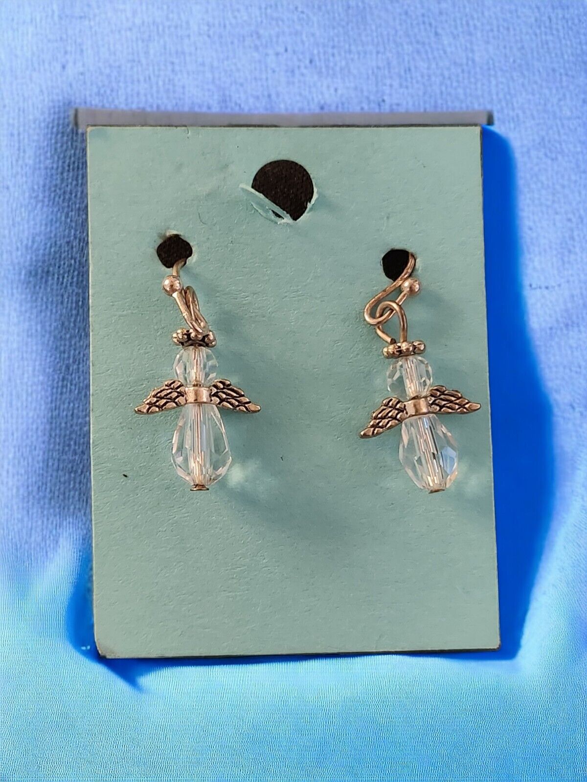 Earrings Angel Medal Bead Dangle Style Handmade Grammacore Cottagecore Vintage 