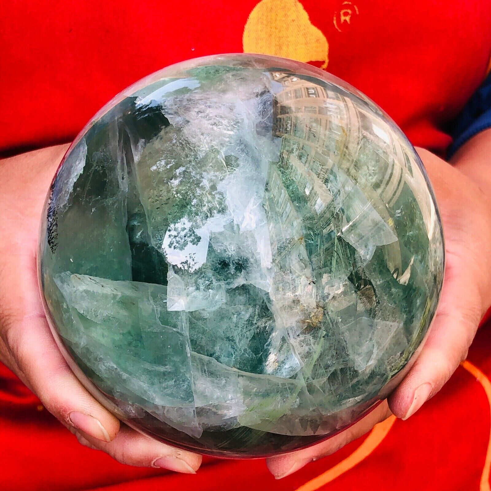6.24 LB Natural Beautiful Fluorite Energy Magic Ball Sphere Reiki Stone Healing