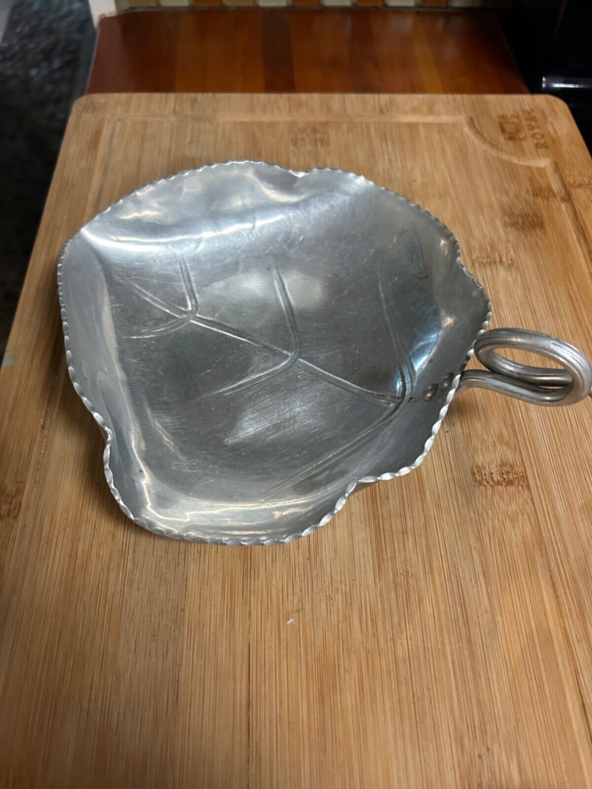 Vintage Hammered Aluminum  Maple leaf Candy dish
