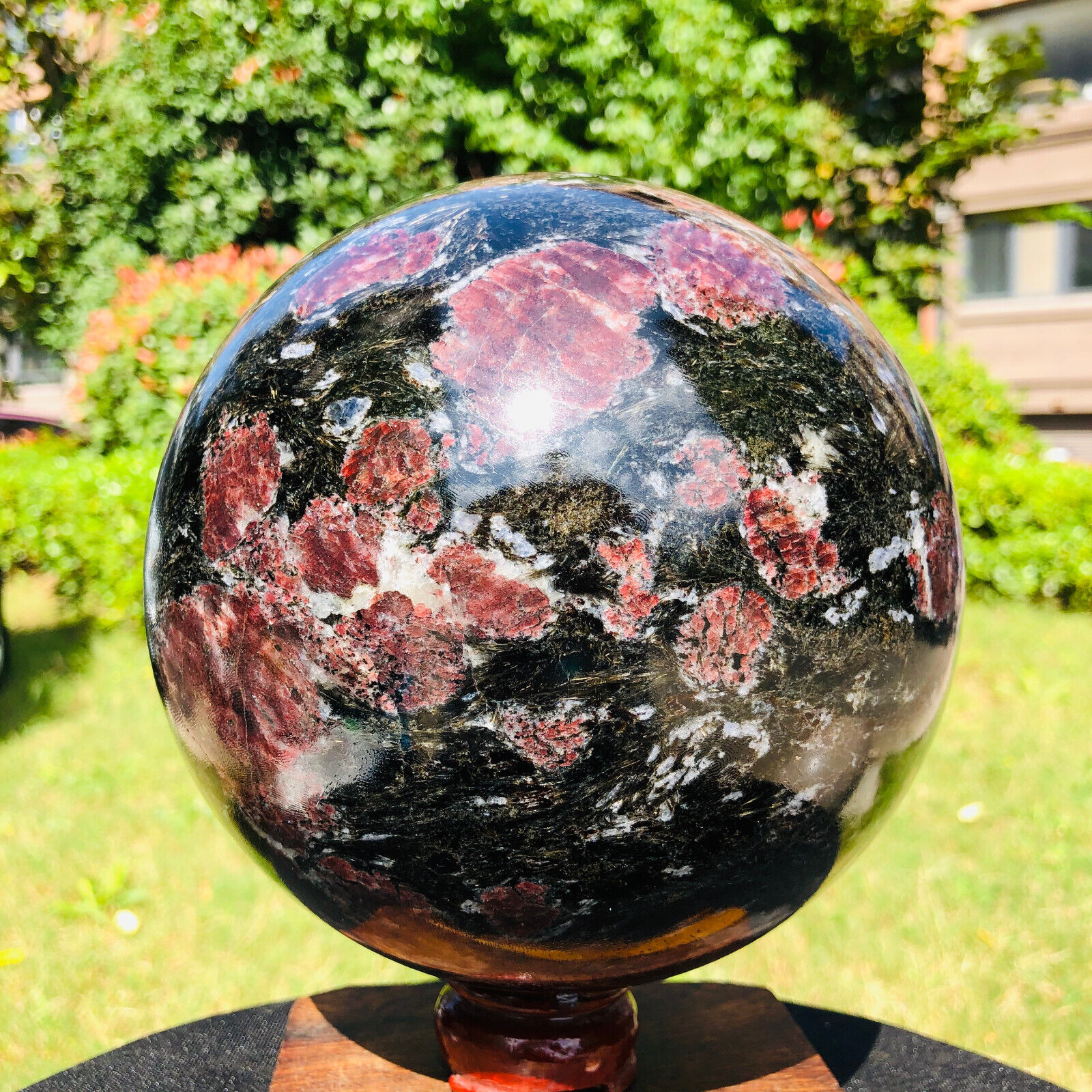 14.8LB Natural Firework red garnet quartz polished sphere crystal ball healing