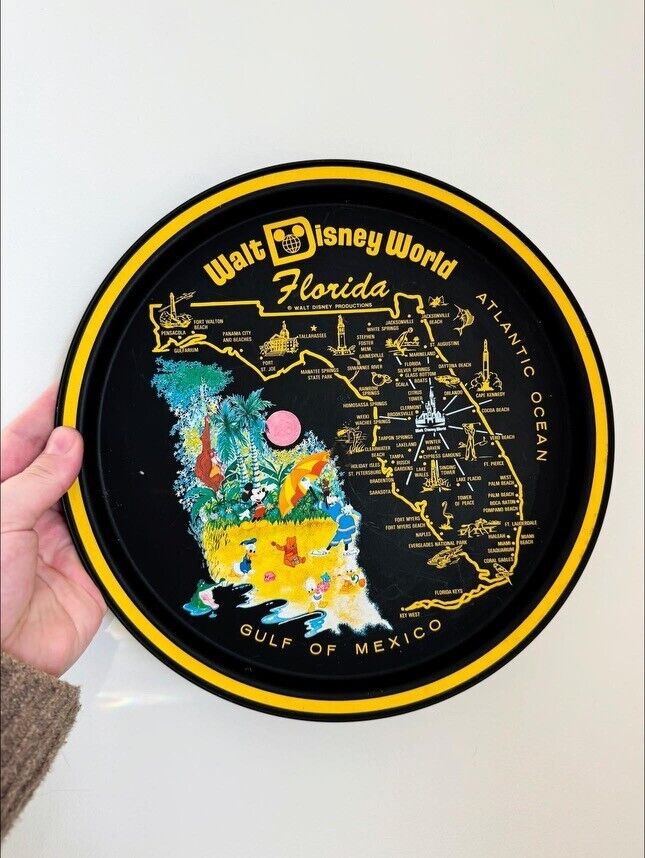 Vintage 70's Disney World Florida Metal Souvenir Tray